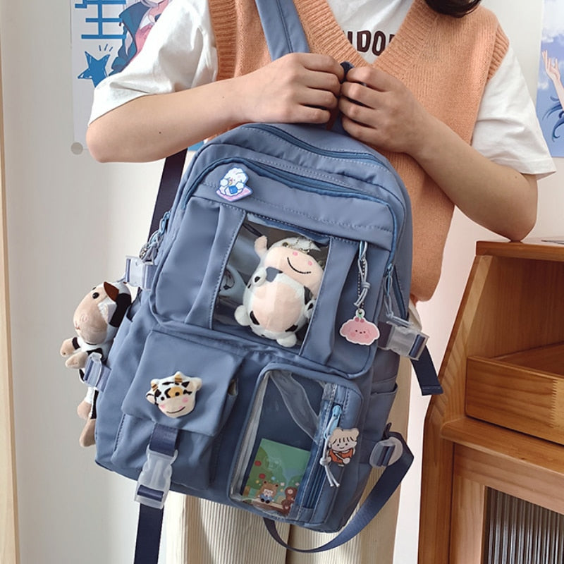 Skhek Back to school supplies Backpack Waterproof Nylon Female Schoolbag College Lady Laptop Backpacks Kawaii Girl Travel Book Bags Cute Women Large Capacity
