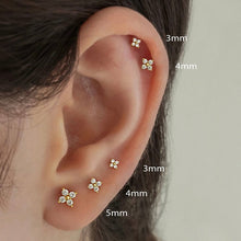 Load image into Gallery viewer, Skhek 3/4/5mm Korean Fashion Zircon Ear Studs Cartilage Earring For Women Stainless Steel Mini Flower Stud Earring Ear Jewelry Gifts