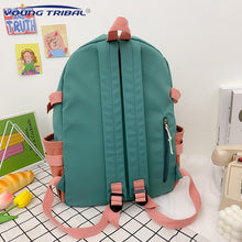 Load image into Gallery viewer, Skhek Back to school supplies 2022 Women&#39;s Backpack Candy Color Buckle Badge Fashion Cute Schoolbag Shoulder Student Bag Teenage Girl College School Backpacks