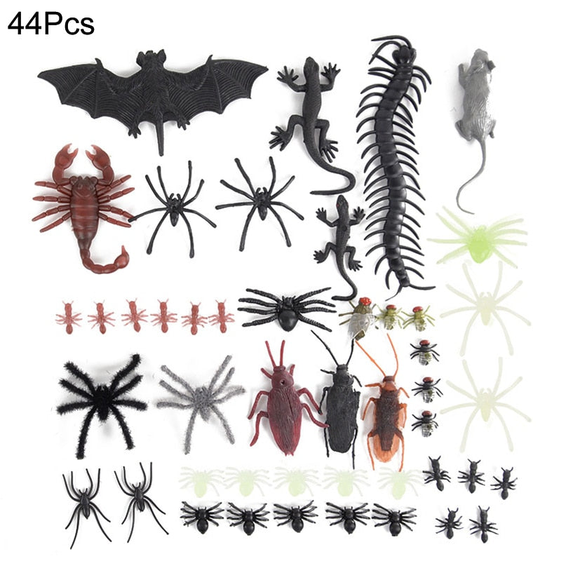 SKHEK Halloween 1Set Simulation Plastic Spider Bat Insect Bugs For Halloween Party Fools'day Decoration Haunted House Scary Props Kids Trick Toy
