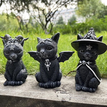 Load image into Gallery viewer, SKHEK Halloween Garden Witch Cat Sculpture Gothic Kitten Decoration Halloween Magic Cat Resin Craft Ornament Home Outdoor Courtyard Decorations