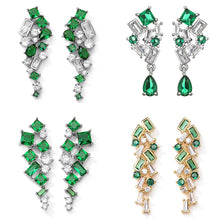 Load image into Gallery viewer, Skhek Green Zircon Series Drop Earrings for Women Girls Leaf CZ Crystal Pendant Wedding Party Earring Fashion Jewelry Wholesale