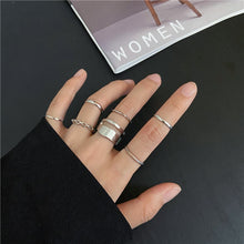 Load image into Gallery viewer, Skhek Punk Snake Black Rings Set For Women Vintage Geometric Metal Cross Rings Set 2023 Fashion Trend Personality Jewelry Gifts