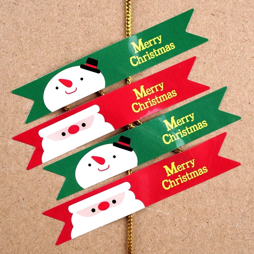 Skhek 10-200pcs Merry Christmas Stickers Labels Xmas Gift Box Bag Wrapping Seal Sticker DIY Stationery Scrapbook Decor New Year Party