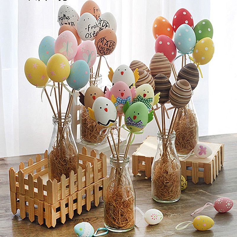 50pcs Easter Decor White Foam Eggs Easter Party Supplies Kids Favors Gifts Toy DIY Craft Hanging Easter Decorations For Home