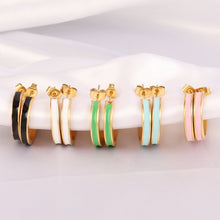 Load image into Gallery viewer, 316L Stainless steel Earring Colorful Hoop Earrings for Women Earring Color Geometric Dripping Oil Earrings Jewelry Gift