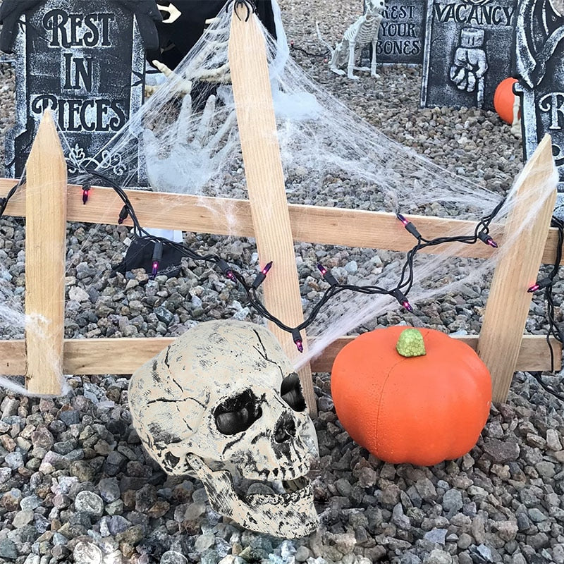 SKHEK Halloween Halloween Realistic Skull Skeleton Head Human Hand Arms For Halloween Party Home Garden Lawn Decor Haunted House Horror Props