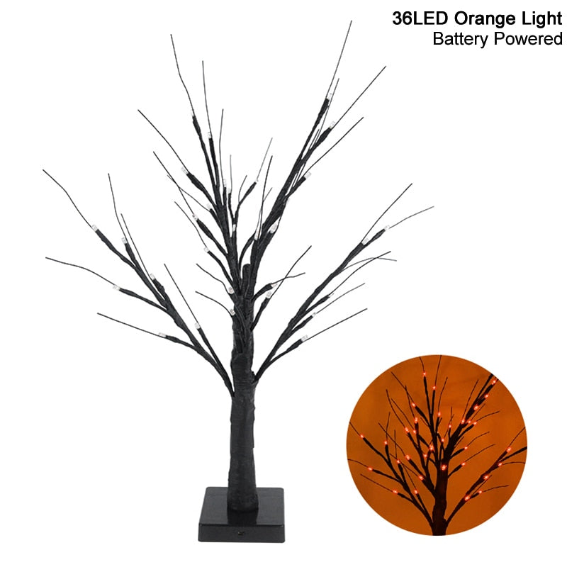 SKHEK Halloween Decor LED Birch Tree Light Halloween Party Hanging Ornaments Tree Decorations For Home Table Kids Gift Christmas Lamp