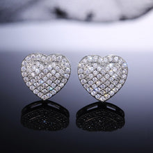 Load image into Gallery viewer, Skhek Luxury Heart Zircon Crystal Stud Earrings for Women Mirco Pave CZ Female Accessories Band Wedding Statement Jewelry