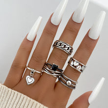 Load image into Gallery viewer, Skhek Vintage Hollow Heart Butterfly Rings Set For Women Metal Silver Color Geometric Spiral Shape Ring 22Pcs Set 2023 Trendy Jewelry