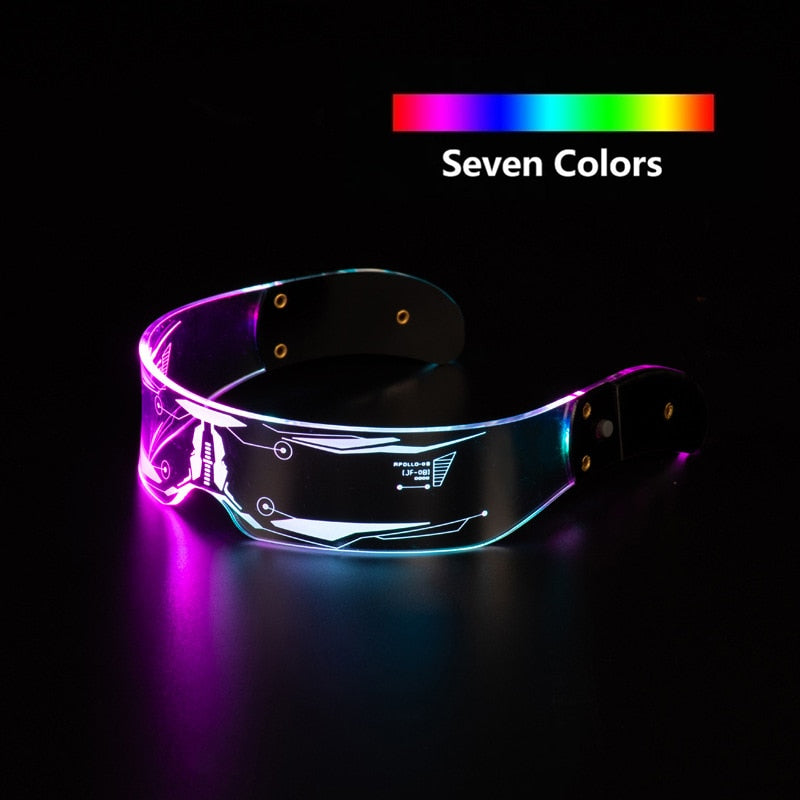 SKHEK Colorful Luminous LED Glasses For Music Bar KTV Neon Party Christmas Halloween Decoration LED Goggles Festival Performance Props