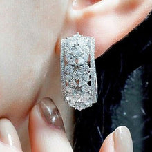 Load image into Gallery viewer, Skhek Luxury Flower Shape Stud Earrings for Women Brilliant AAA Cubic Zirconia Stone Female Wedding Engagement Jewelry
