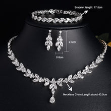 Load image into Gallery viewer, Skhek Luxury Crystal Bride Jewelry Set Rhinestone Wedding Dress Banquet Zircon Chain Necklace Dangle Earring Sets Ladies Accessories