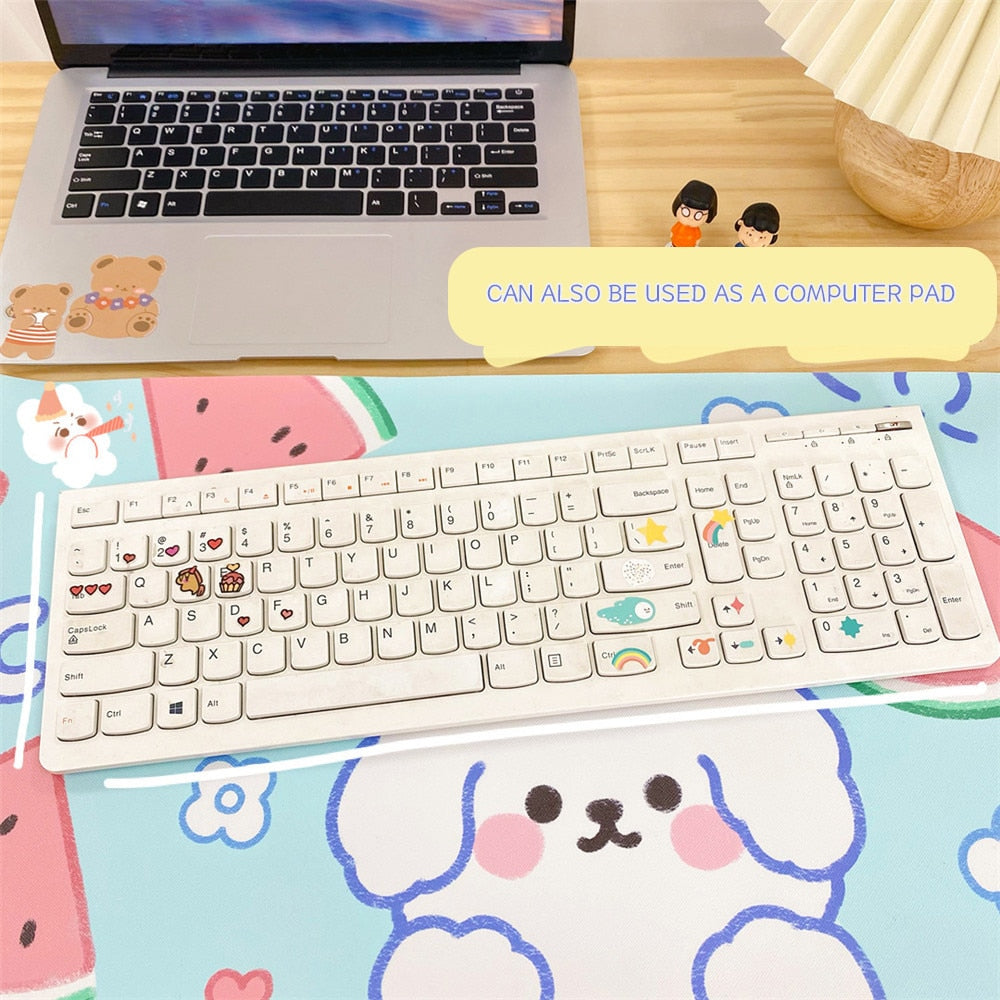 Skhek Back to School 1Pc Kawaii Mouse Pad Large Cherry Bunny Non-Slip Desktop Table Mat Student Desk Mat Cute Bear Bunny Mouse Pad Large Game Mat