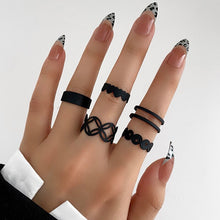 Load image into Gallery viewer, Skhek 11Pcs/Set Punk Geometric Black Rings Set For Women Vintage Animal Snake Butterfly Cross Finger Rings Set Party Jewelry Gifts