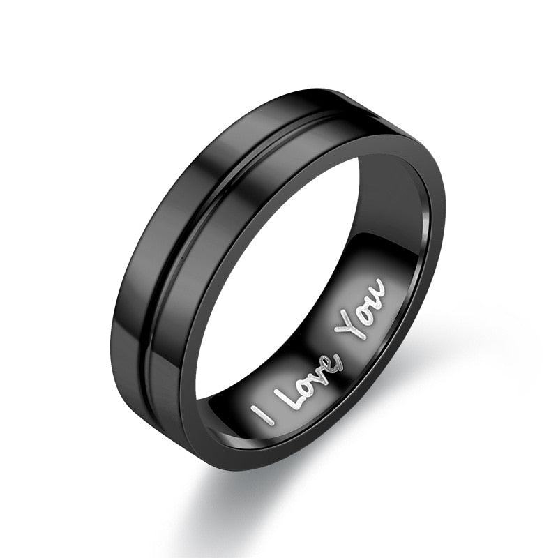 Skhek Black Stainless Steel Couple Rings For Lover's Jewelry Men Ring Zircon Women Ring Valentine's Day Wedding Band