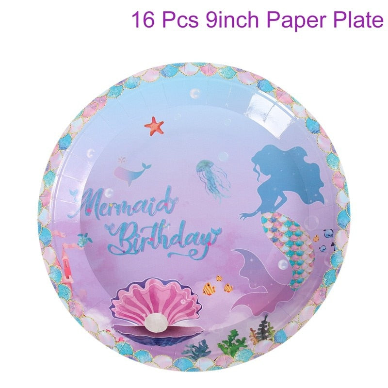 Skhek  Little Mermaid Party Decor 1St One Birthday Party Kids Girl Mermaid Party Gifts Mermaid Brithday Party Supplies Baby Shower