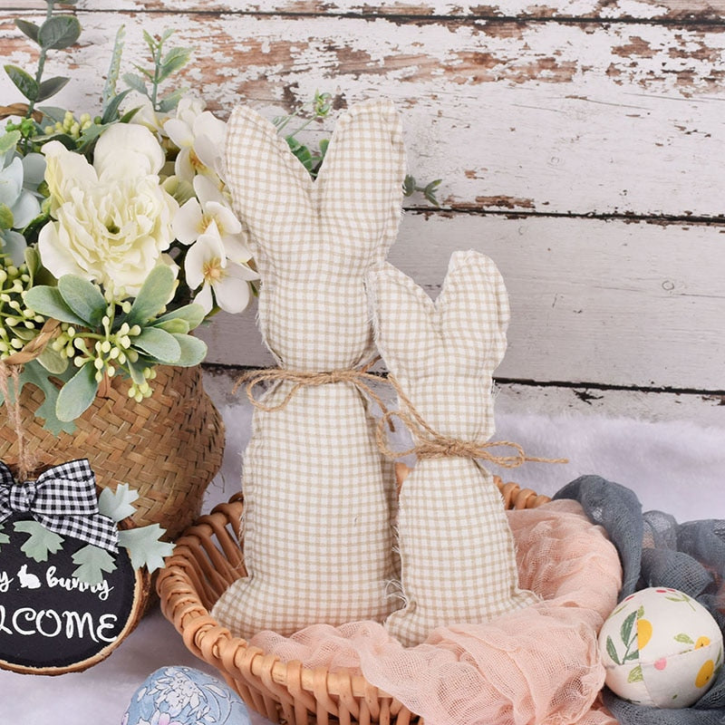 Easter Rabbit Pink Yellow Ornament Cute Cloth Bunny Doll for Spring Easter Home Party Decoration Kids Gift DIY Crafts Supplies
