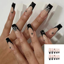 Load image into Gallery viewer, SKHEK Halloween 24Pcs/Box Black And White Checkerboard Detachable And Reusable Fake Nails Set Press On Nails With Designs Full Cover Tips
