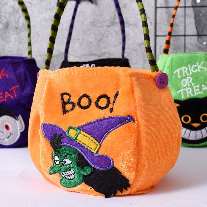 SKHEK Halloween Portable Pumpkin Bag Trick Or Treat Kids Candy Bag Non-Woven Happy Halloween Day Gift Pumpkin Backpack Shoulder Bag