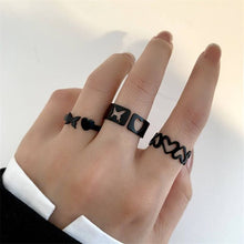 Load image into Gallery viewer, Skhek 11Pcs/Set Punk Geometric Black Rings Set For Women Vintage Animal Snake Butterfly Cross Finger Rings Set Party Jewelry Gifts