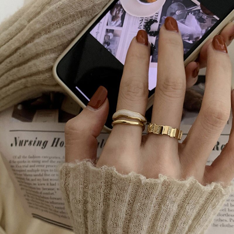 Skhek Classic Gold Color Circle Open Ring For Woman Sexy Metal  Finger Accessories Fashion Korean Jewelry Wedding Party Unusual Rings