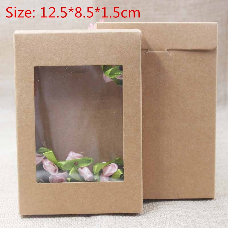 Skhek  10pcs/set Multi Color Paper Gift Package&Display Box Wedding Party Favor Box Candy Box with Clear PVC Window Birthday Gift Box