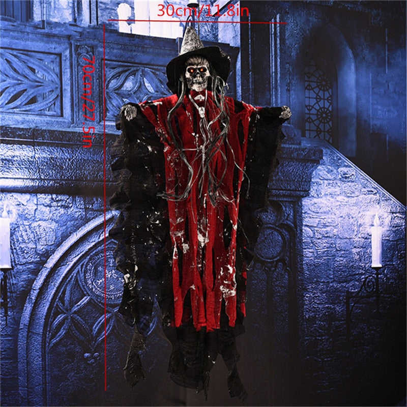 SKHEK Halloween Decoration New Style Halloween Electric Toys Chain Hanger Clown Nurse Witch Voice Control Electric Horror Props