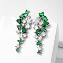 Load image into Gallery viewer, Skhek Green Zircon Series Drop Earrings for Women Girls Leaf CZ Crystal Pendant Wedding Party Earring Fashion Jewelry Wholesale
