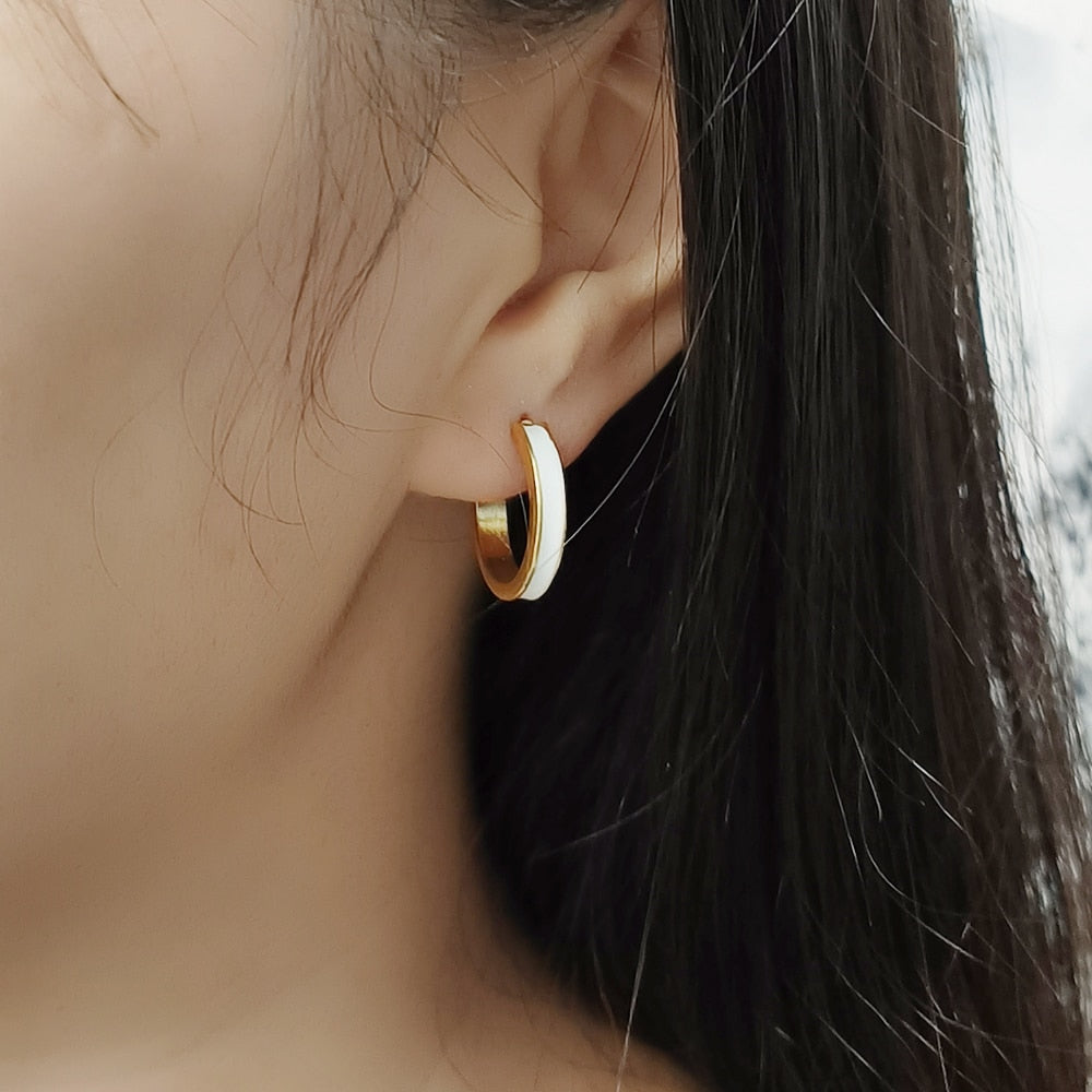 316L Stainless steel Earring Colorful Hoop Earrings for Women Earring Color Geometric Dripping Oil Earrings Jewelry Gift