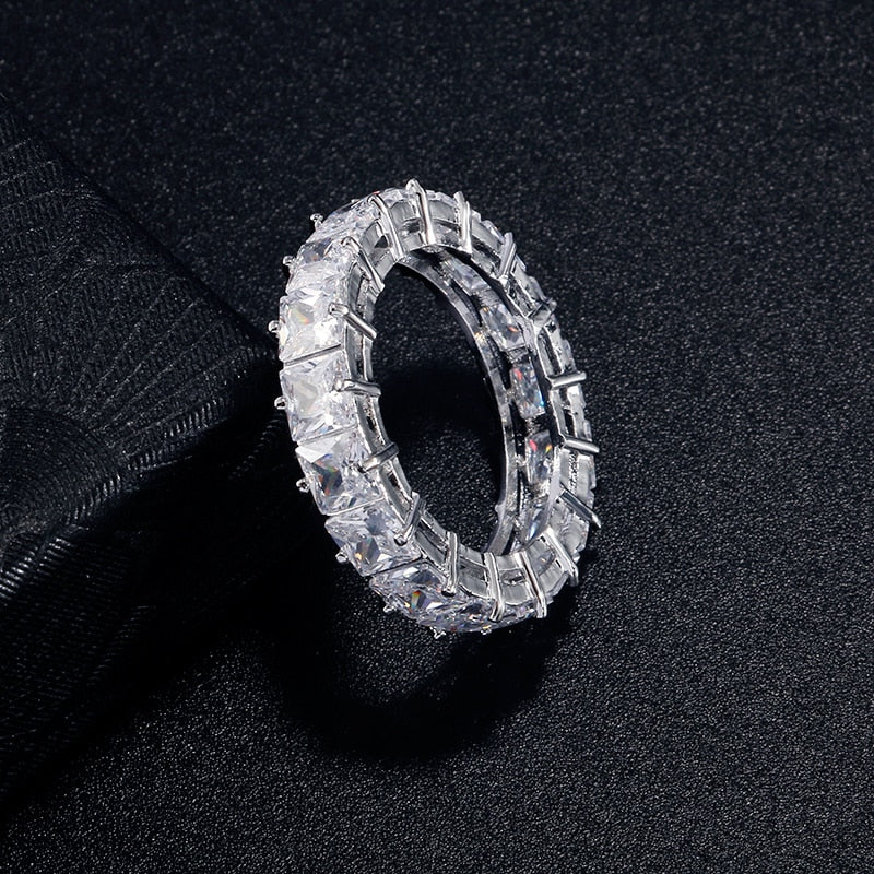 Skhek Luxury Band Zircon Rings for Women Eternity Promise CZ Crystal Finger Ring Engagement Wedding Jewelry Wholesale Love Gift