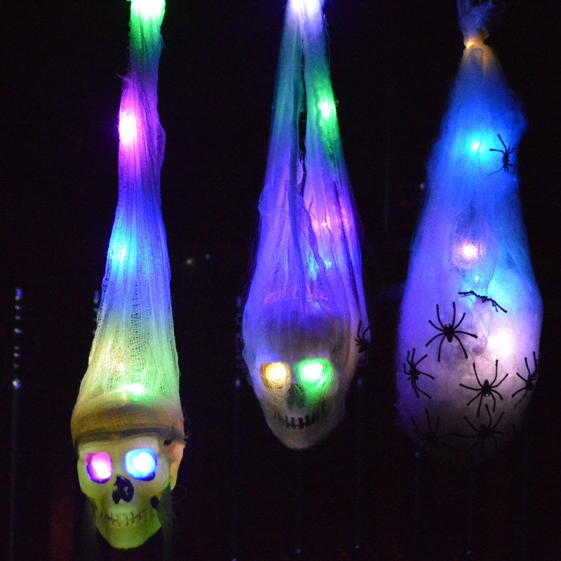 SKHEK 40Cm Glowing Skull Halloween Bar Haunted House Layout Props  Decor  Party Decoration Spider Halloween Decorative Toys