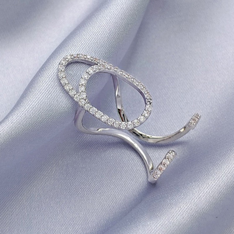 Skhek New Fashion Creative Opening Fingertips Ring Bowknot Love Shining Crystal Female Nail Cover Rings Jewelry Bridal Wedding Bague