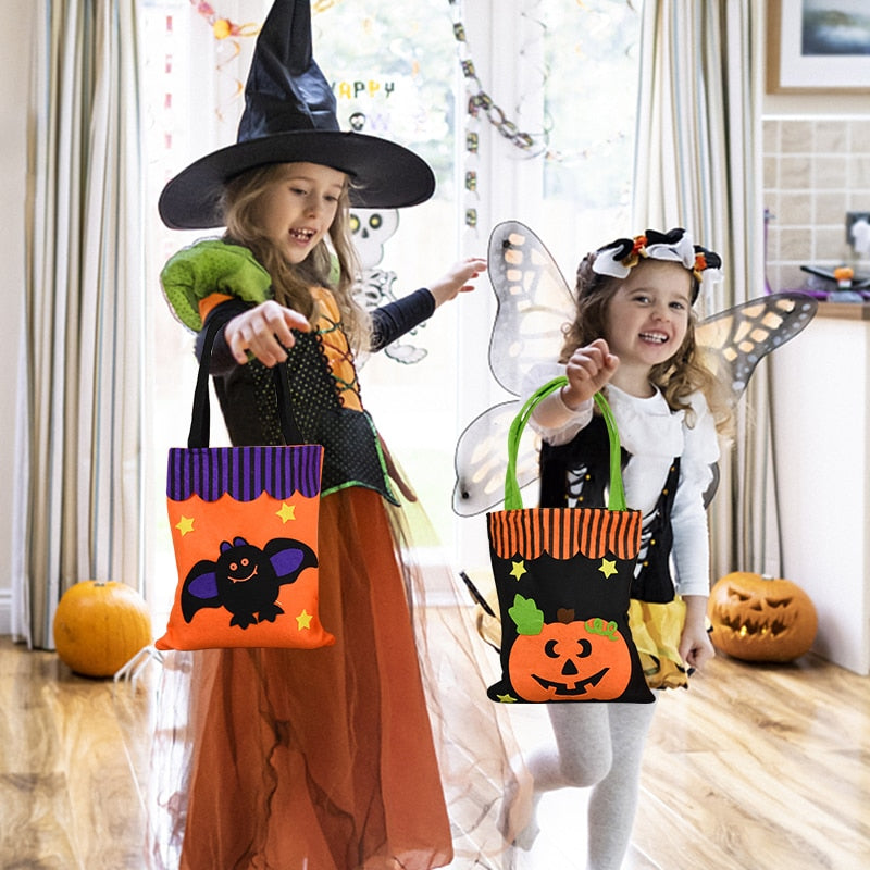SKHEK Halloween Halloween Portable Candy Gift Bag Pumpkin Ghost Snack Candy Storage Bucket Kids Trick Or Treat Props Halloween Party Supplies