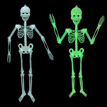 Load image into Gallery viewer, SKHEK Halloween Scary Halloween Props Luminous Hanging Skeleton Halloween Party Home Outdoor Yard Garden Decoration Movable Glow Fake Skull