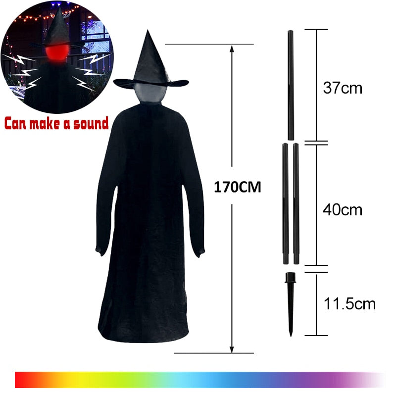 SKHEK Halloween Outdoor Large Light Up Witches Halloween Decorations Party Garden Glowing Witch Head Scary Ghost Decor Holding Hands Horror Prop