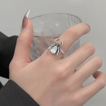 Load image into Gallery viewer, Skhek Vintage Spider Ring For Women Silver Plated Open Rings Artificial Gemstone Korea Trendy Hollow Finger Rings Couple Jewelry Gift