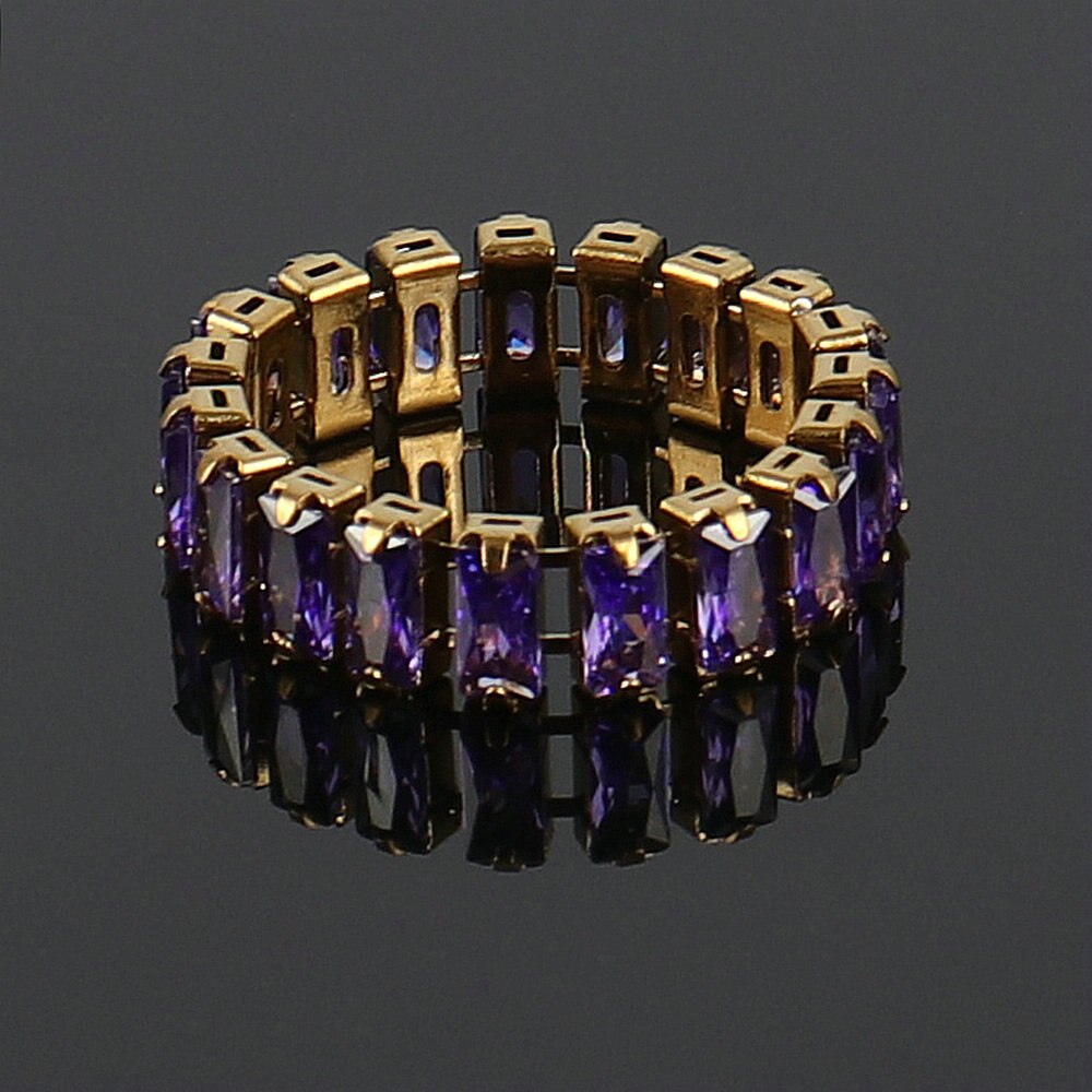 316L Stainless Steel Ring Cubic Zircon Ring For Women Colorful Crystal Rings Finger Ring Party Jewelry Gift Wholesale