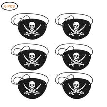 Load image into Gallery viewer, SKHEK Halloween 6/12Pcs Pirate Eye Patches Felt Skeleton One Eye Patch Halloween Captain Pirate Costume Cosplay Kids Birthday Party Decoration