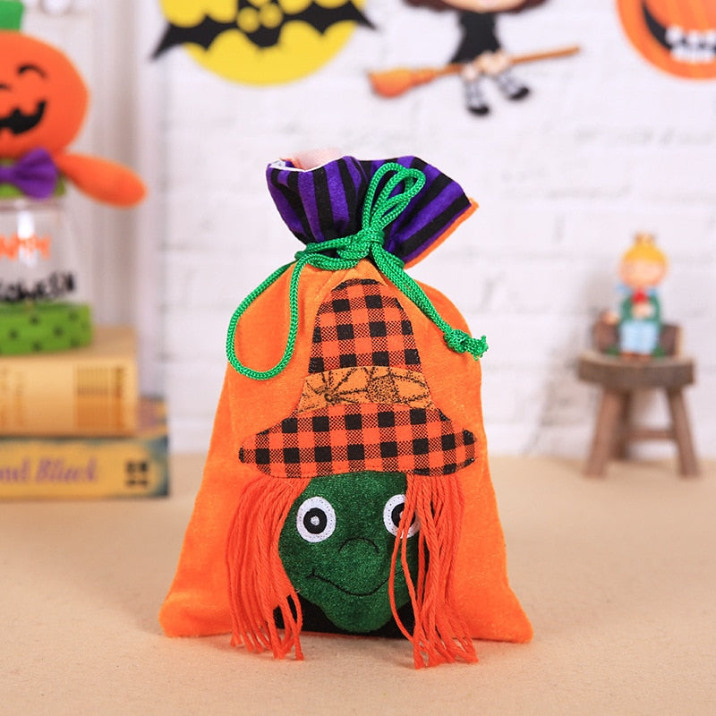 SKHEK Halloween Gift Non Woven Tote Bag Black Hat Pumpkin Witch Horror Ghost Festival Party Trick Or Treat Happy Halloween Day Decor
