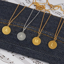 Load image into Gallery viewer, Stainless Steel Necklace For Women Letter Necklace A-Z Initial Pendant Necklaces Round Coin Alphabet Necklace Couple Jewelry