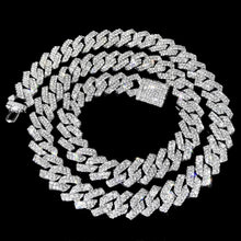 Load image into Gallery viewer, Skhek Hip Hop Bling Iced Out 14MM Prong Cuban Chain Necklace For Women Men Paved Rhinestone Square Link Necklace Choker Punk Jewelry