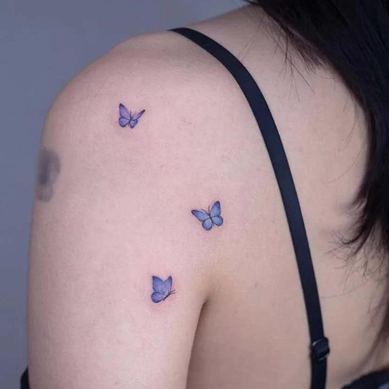 SKHEK Halloween Purple Butterfly Temporary Tattoos Waterproof Colorful Arm Wrist Chest Fake Tatto Stickers For Women Grils Decals Tatoos