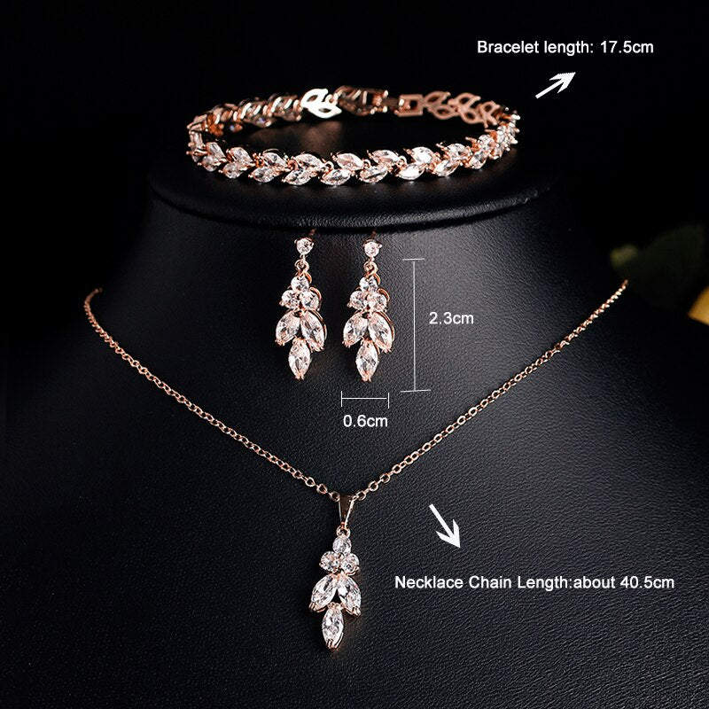Skhek 3Pcs/set Fashion Crystal Bridal Jewelry Sets Silver Color Geometric Choker Necklace Earrings Bracelet Wedding Jewelry Sets