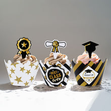 Load image into Gallery viewer, Skhek Graduation Party 24pcs/set Graduation Party Cupcake Wrappers with Cake Topper Congratulation College Grad Party Decoration Supplies Class of 2022