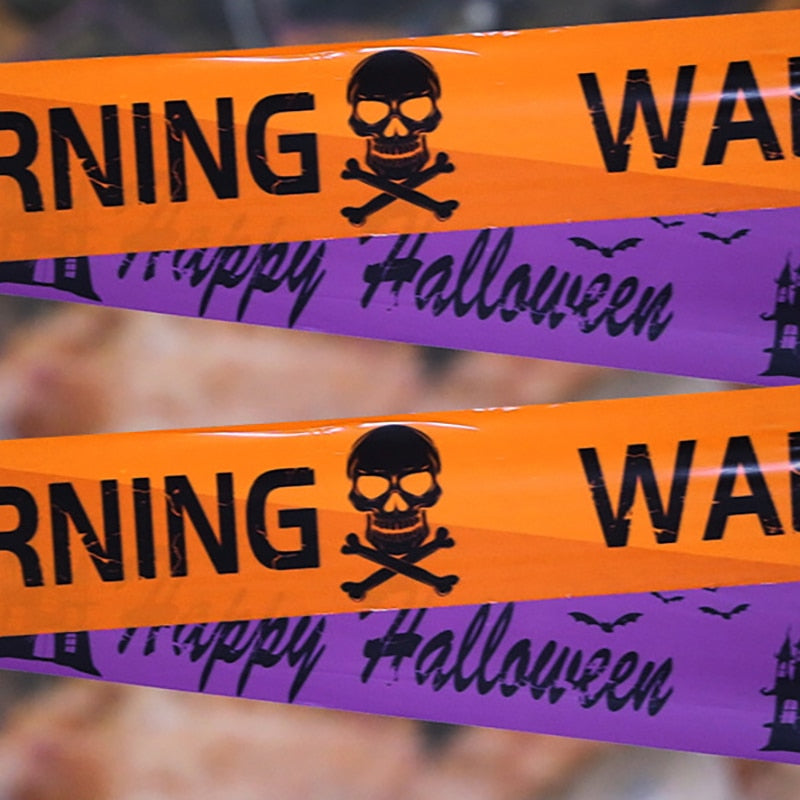 SKHEK 6Mx8cm Halloween Warning Tapes Signs Halloween Props Danger Warning Line New Isolation Belt Sign Party Outdoor Garden Decors