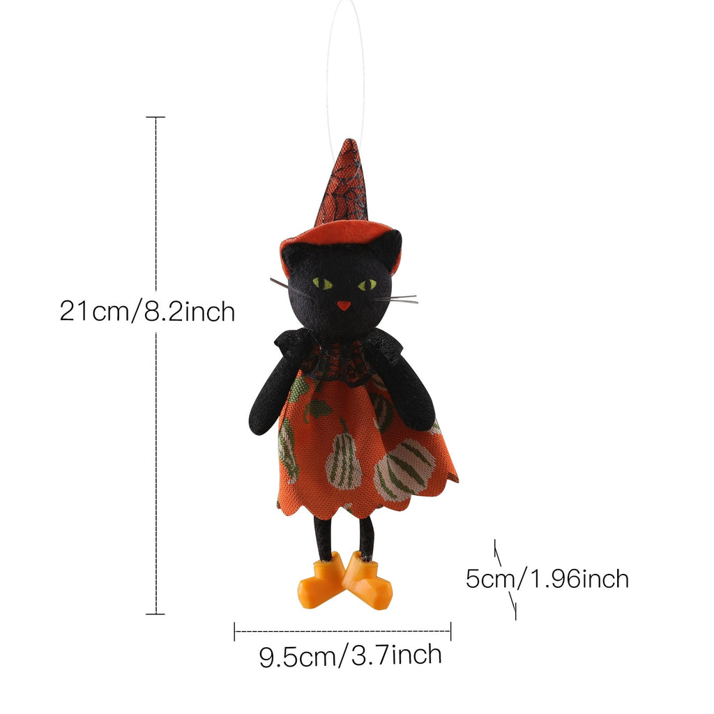 SKHEK 1Pc Halloween Doll Bar Decor Pumpkin Ghost Witch Black Cat Pendant Scary Halloween Kids Gift Halloween Party Decoration For Home