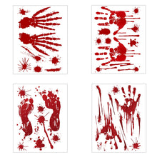 Load image into Gallery viewer, SKHEK Horror Blood Handprint Footprint Fingerprint Halloween Stickers Wall Window Floor Decor Horror Blood Sticker Haunted House Decor