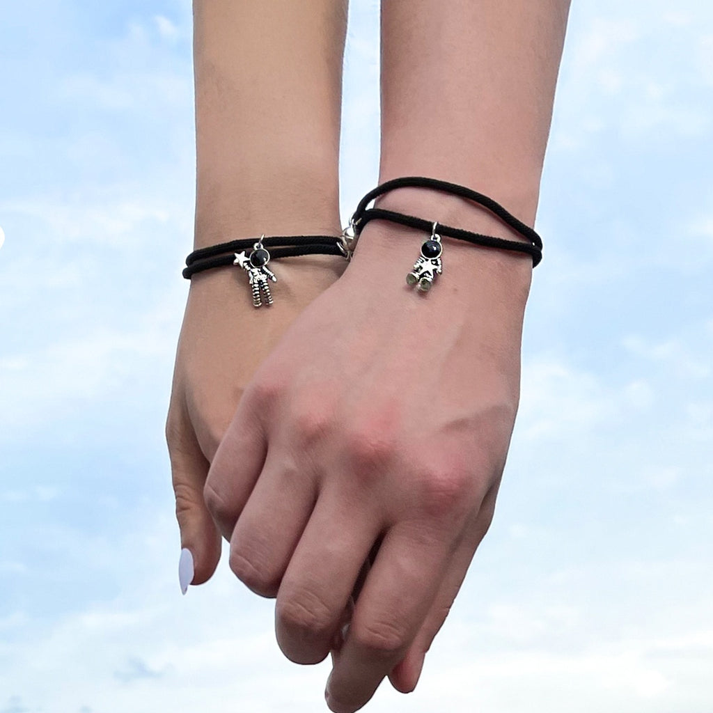 Skhek  2 Pcs Couple Charm Bracelet For Women Heart Key Lock Link Wrist Chain Best Friend Armband Aesthetic Jewelry Gift Egirl
