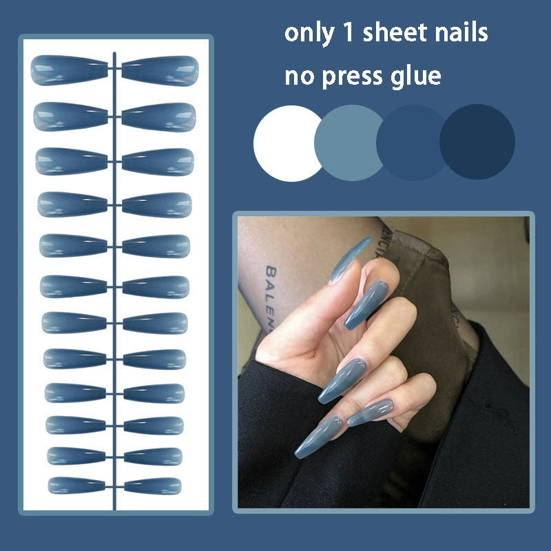 SKHEK 24Pcs/Box Black Rose Snake Shaped Long Pointed Waterproof Fake Nails Set Press On Nails With Designs Full Cover Tips